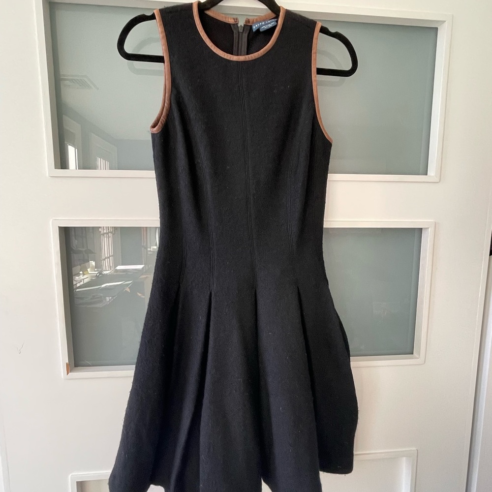 Ralph Lauren Wool dress with leather piping detail